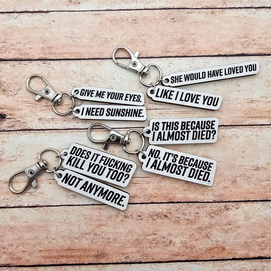 Heated Rivalry Hollanov Inspired 2 Piece Keychain Set – Shane Hollander & Ilya Rozanov Hockey Romance Quote Gift for Booktok Fans