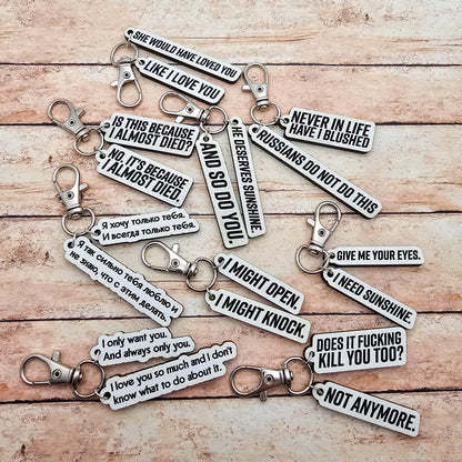 Heated Rivalry Hollanov Inspired 2 Piece Keychain Set – Shane Hollander & Ilya Rozanov Hockey Romance Quote Gift for Booktok Fans