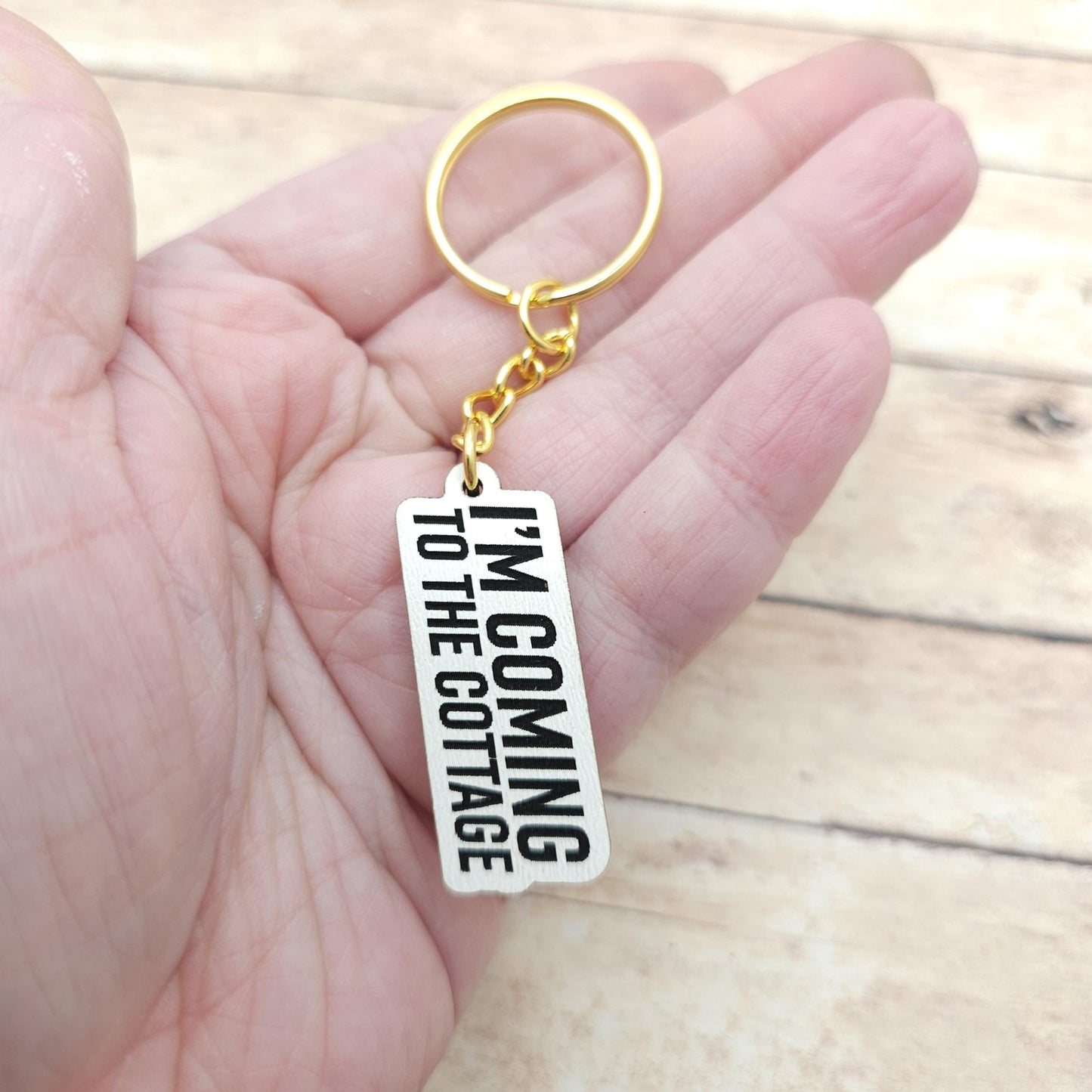 Heated Rivalry Quote Keychain: "I'm Coming to the Cottage" MDF Bag Charm