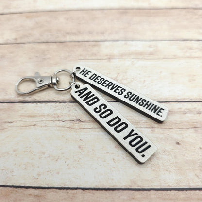 Heated Rivalry Quote Keychain "He Deserves Sunshine. And So Do You." Hockey Romance Scott and Kip 2 Part Keychain MM Romance Bookish Charm