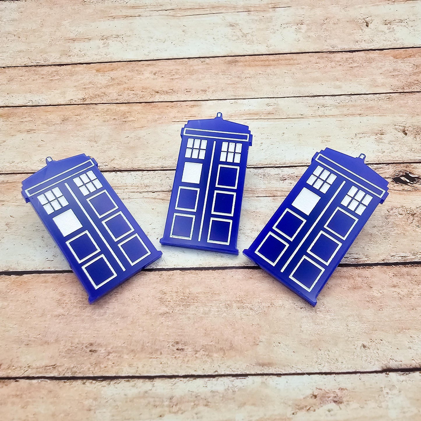 TARDIS Inspired Lapel Pin Blue Acrylic Police Box Pinback, Doctor Who Style Sci Fi Brooch, Geek Fandom Gift, Engraved Acrylic Pin Badge