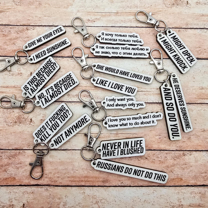 Heated Rivalry Hollanov Inspired 2 Piece Keychain Set – Shane Hollander & Ilya Rozanov Hockey Romance Quote Gift for Booktok Fans