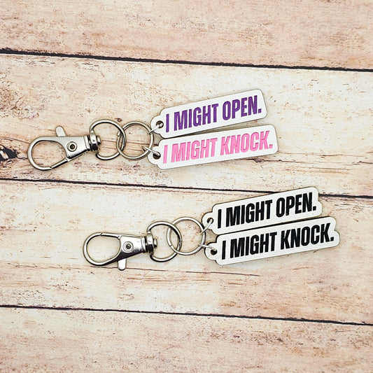 I Might Open I Might Knock Keychain, Heated Rivalry Quote Keyring, Shane and Ilya Romance Book Fan Gift, Hockey Romance Reader Charm