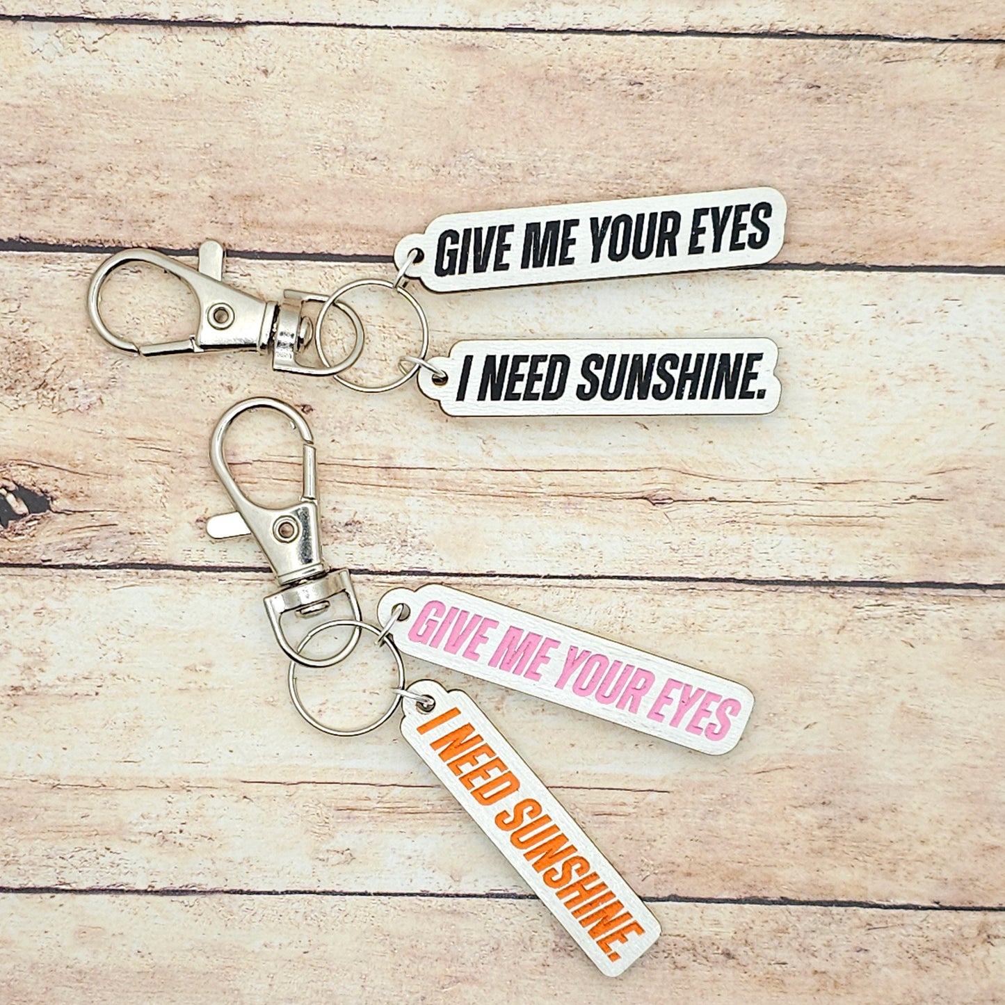 Heated Rivalry Inspired Keychain with Song Lyric Give Me Your Eyes I Need Sunshine Custom Engraved MDF Charm Gift for Fans