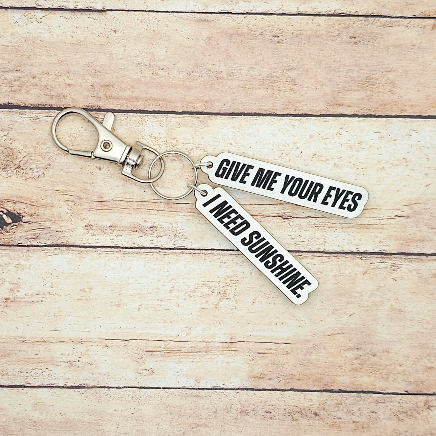 Heated Rivalry Inspired Keychain with Song Lyric Give Me Your Eyes I Need Sunshine Custom Engraved MDF Charm Gift for Fans