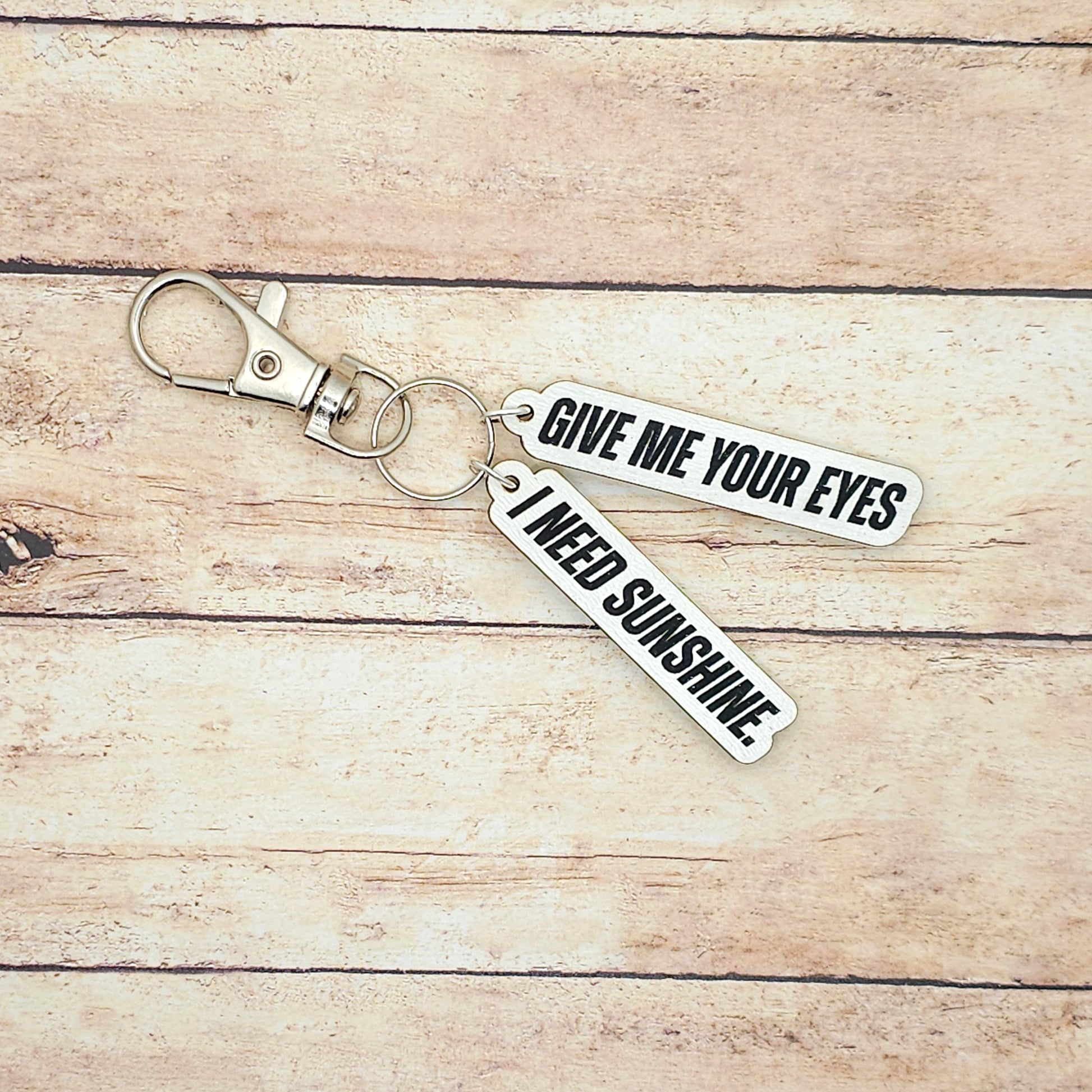 Heated Rivalry Inspired Keychain with Song Lyric Give Me Your Eyes I Need Sunshine Custom Engraved MDF Charm Gift for Fans