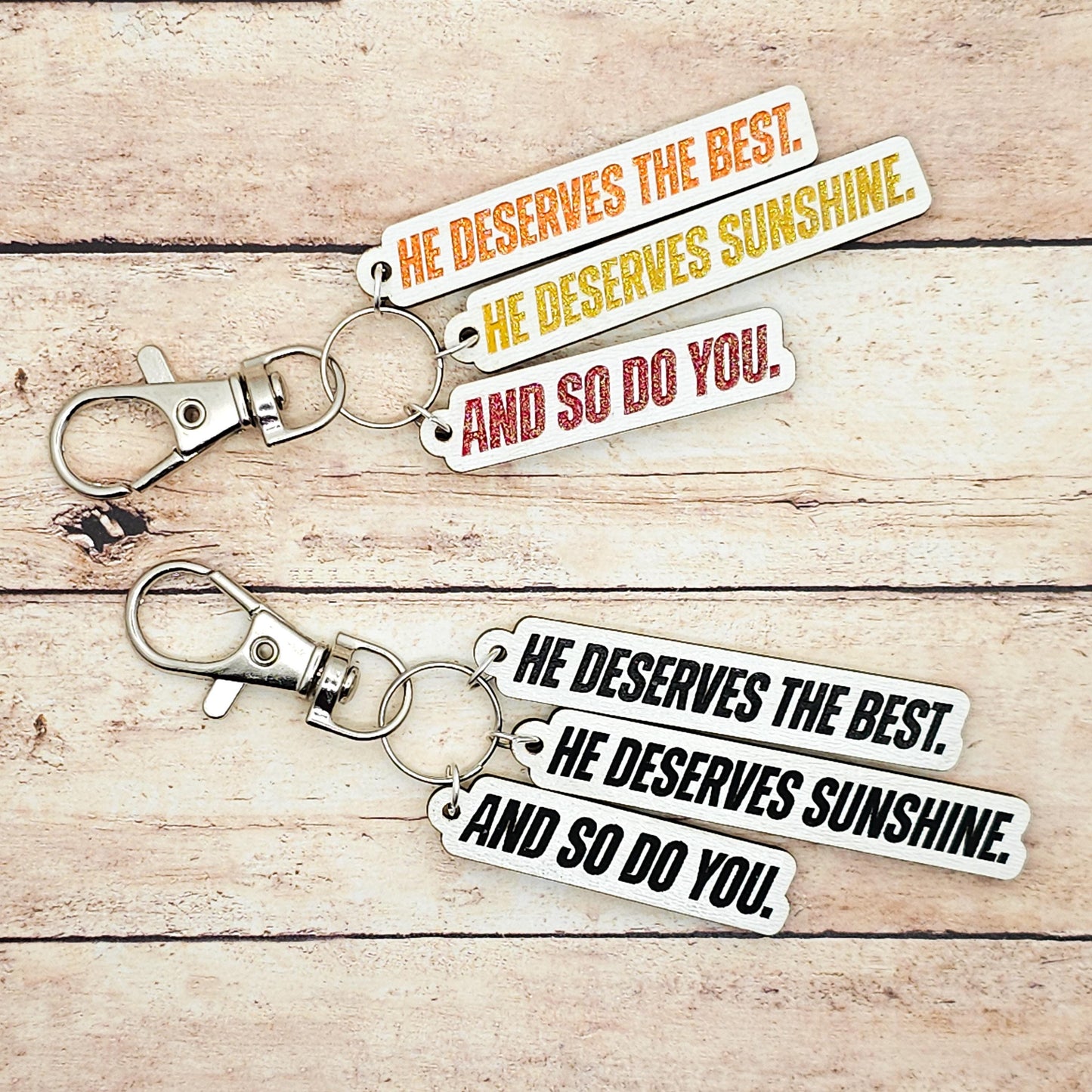 Heated Rivalry Quote Keychain 3 Charm “He Deserves the Best He Deserves Sunshine And So Do You” MM Romance Bookish Gift Scott Kip