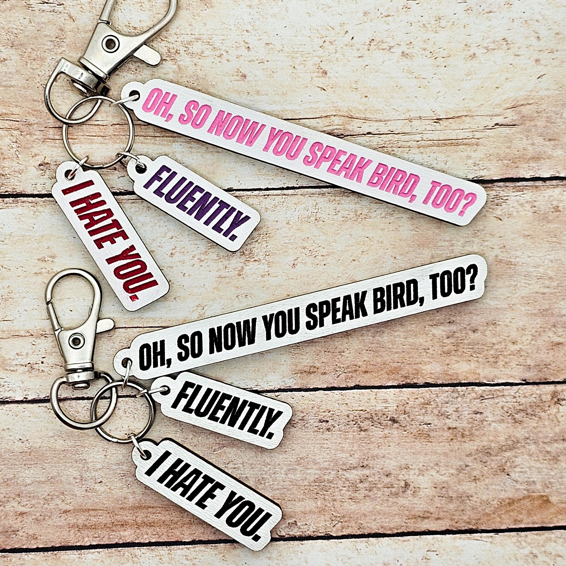Heated Rivalry Quote Keychain Oh So You Speak Bird Now Too, Hockey Romance Gift, Bookish Keychain Charm, Custom Engraving Color Fan Gift