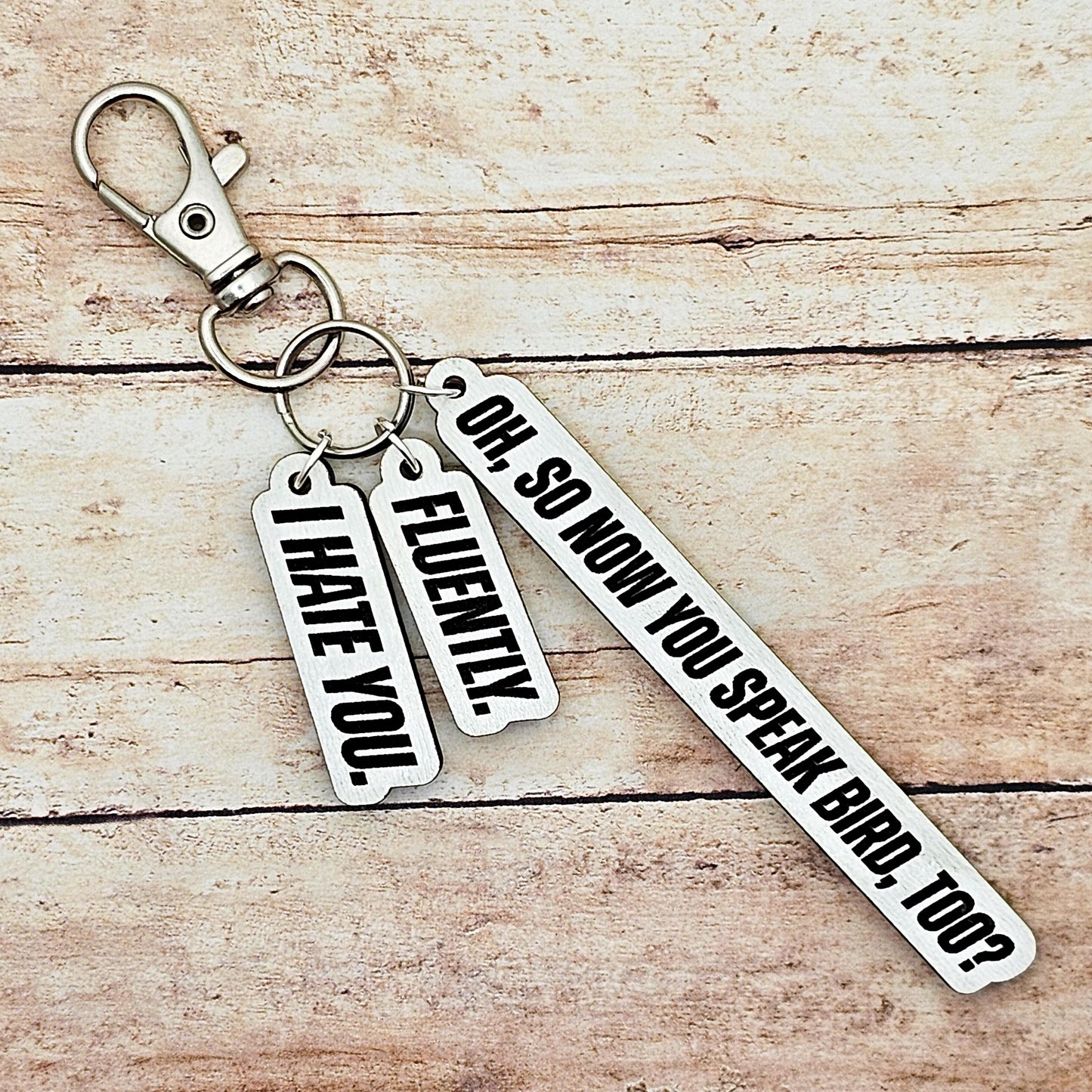 Heated Rivalry Quote Keychain Oh So You Speak Bird Now Too, Hockey Romance Gift, Bookish Keychain Charm, Custom Engraving Color Fan Gift