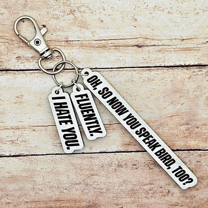 Heated Rivalry Quote Keychain Oh So You Speak Bird Now Too, Hockey Romance Gift, Bookish Keychain Charm, Custom Engraving Color Fan Gift