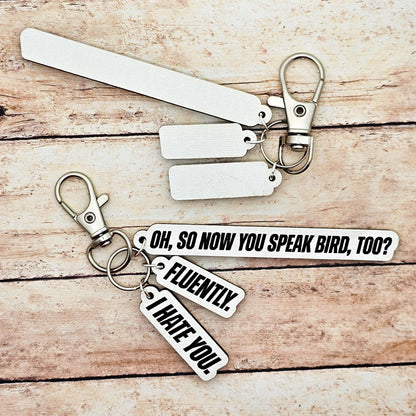 Heated Rivalry Quote Keychain Oh So You Speak Bird Now Too, Hockey Romance Gift, Bookish Keychain Charm, Custom Engraving Color Fan Gift