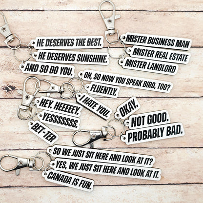 Heated Rivalry Quote Keychain Set, Hollanov Book Inspired Keychains, Shane Hollander Ilya Rozanov Fan Gift, Booktok Hockey Romance Merch