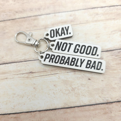 Heated Rivalry Keychain Okay Not Good Probably Bad Quote Charm Rozanov Shane MM Hockey Romance Bookish Fandom Gift Accessory