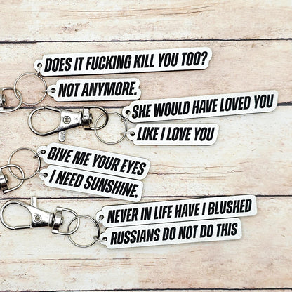 Heated Rivalry Hollanov Inspired 2 Piece Keychain Set – Shane Hollander & Ilya Rozanov Hockey Romance Quote Gift for Booktok Fans