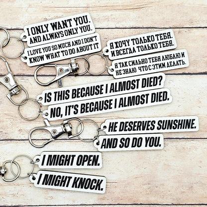 Heated Rivalry Hollanov Inspired 2 Piece Keychain Set – Shane Hollander & Ilya Rozanov Hockey Romance Quote Gift for Booktok Fans