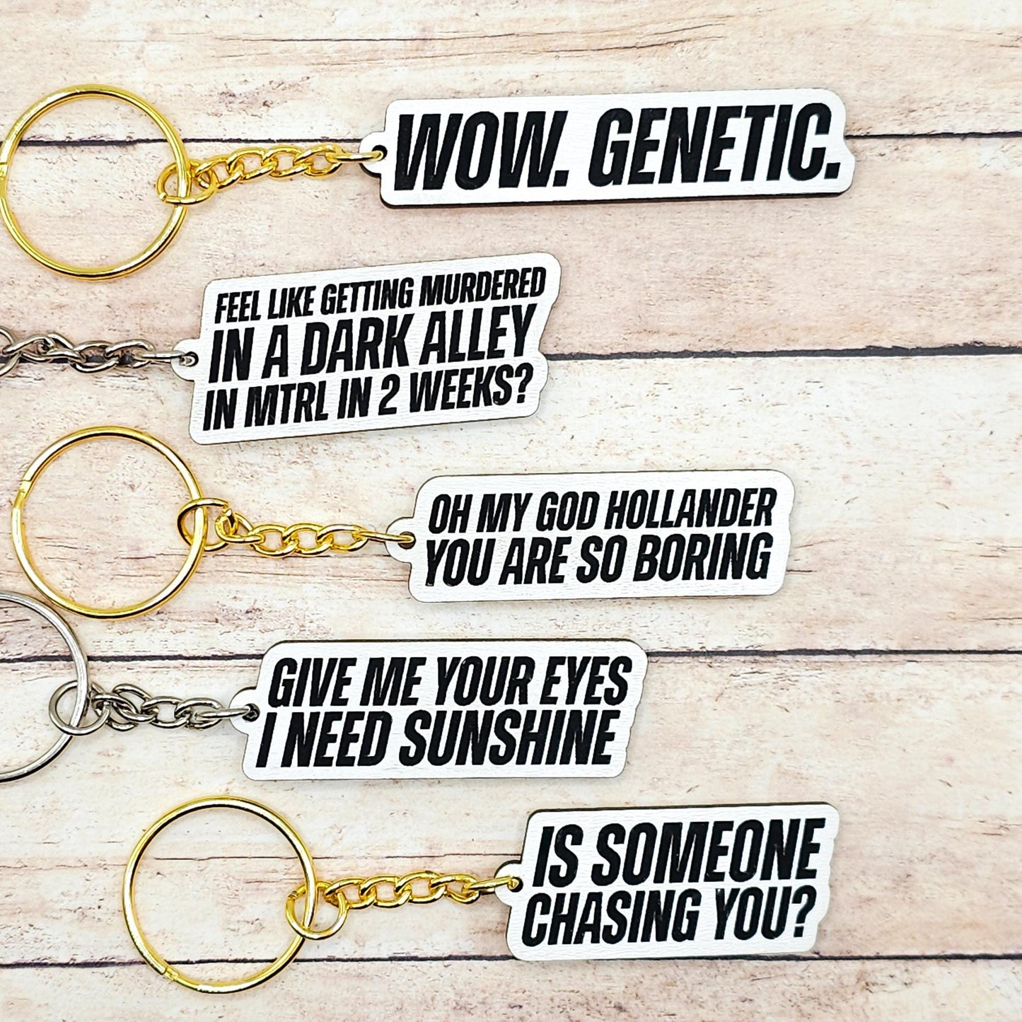 Heated Rivalry Quote Keychains MDF Fan Gift Hockey Romance Inspired Keyring White Finish Bookish Merch Silver or Gold Chain
