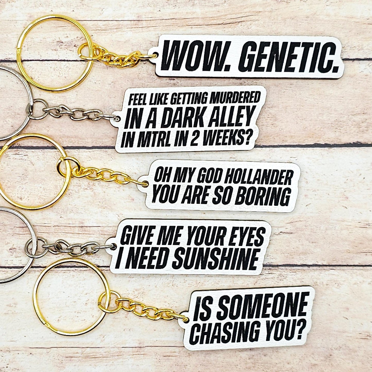 Heated Rivalry Quote Keychains MDF Fan Gift Hockey Romance Inspired Keyring White Finish Bookish Merch Silver or Gold Chain