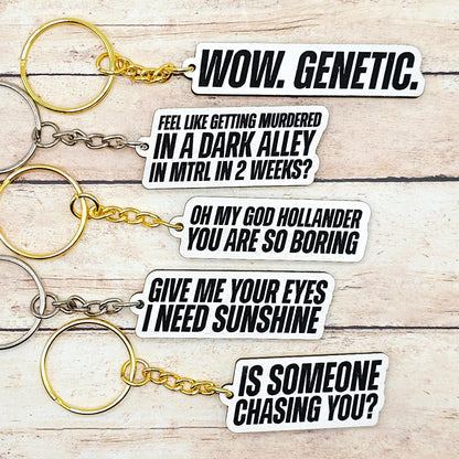 Heated Rivalry Quote Keychains MDF Fan Gift Hockey Romance Inspired Keyring White Finish Bookish Merch Silver or Gold Chain
