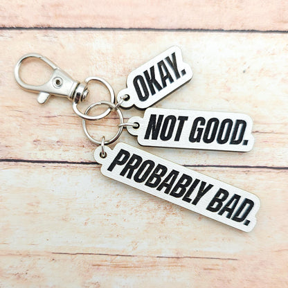 Heated Rivalry Quote Keychain Okay Not Good Probably Bad MM Romance Fan Gift Hockey Romance Accessory Bookish Keychain Custom Color