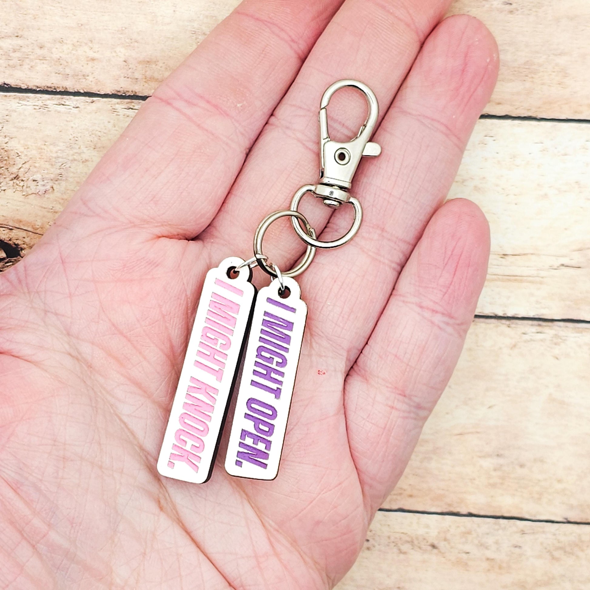 Heated Rivalry Keychain, I Might Open I Might Knock Quote, Hockey Romance Book Fan Charm