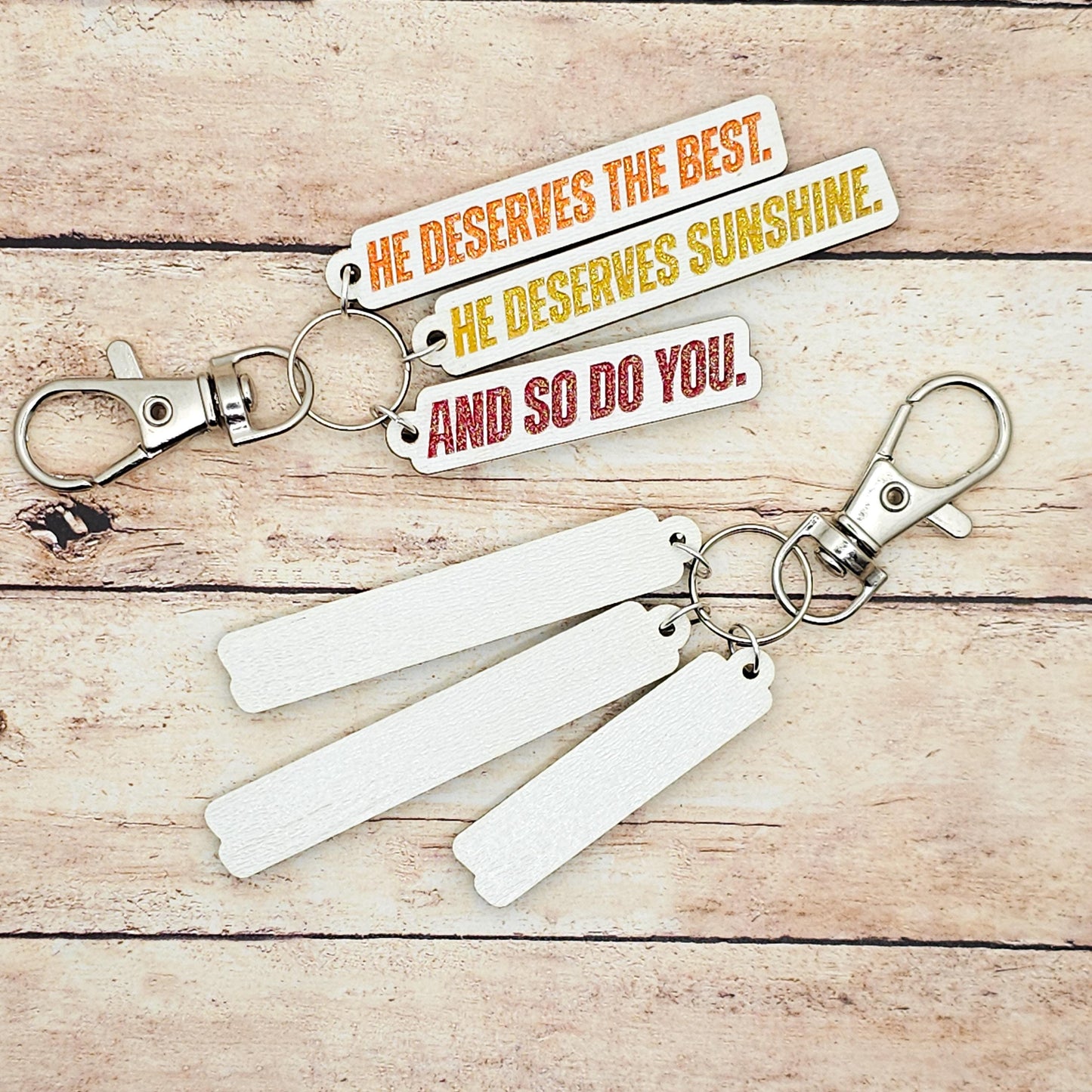 Heated Rivalry Quote Keychain 3 Charm “He Deserves the Best He Deserves Sunshine And So Do You” MM Romance Bookish Gift Scott Kip
