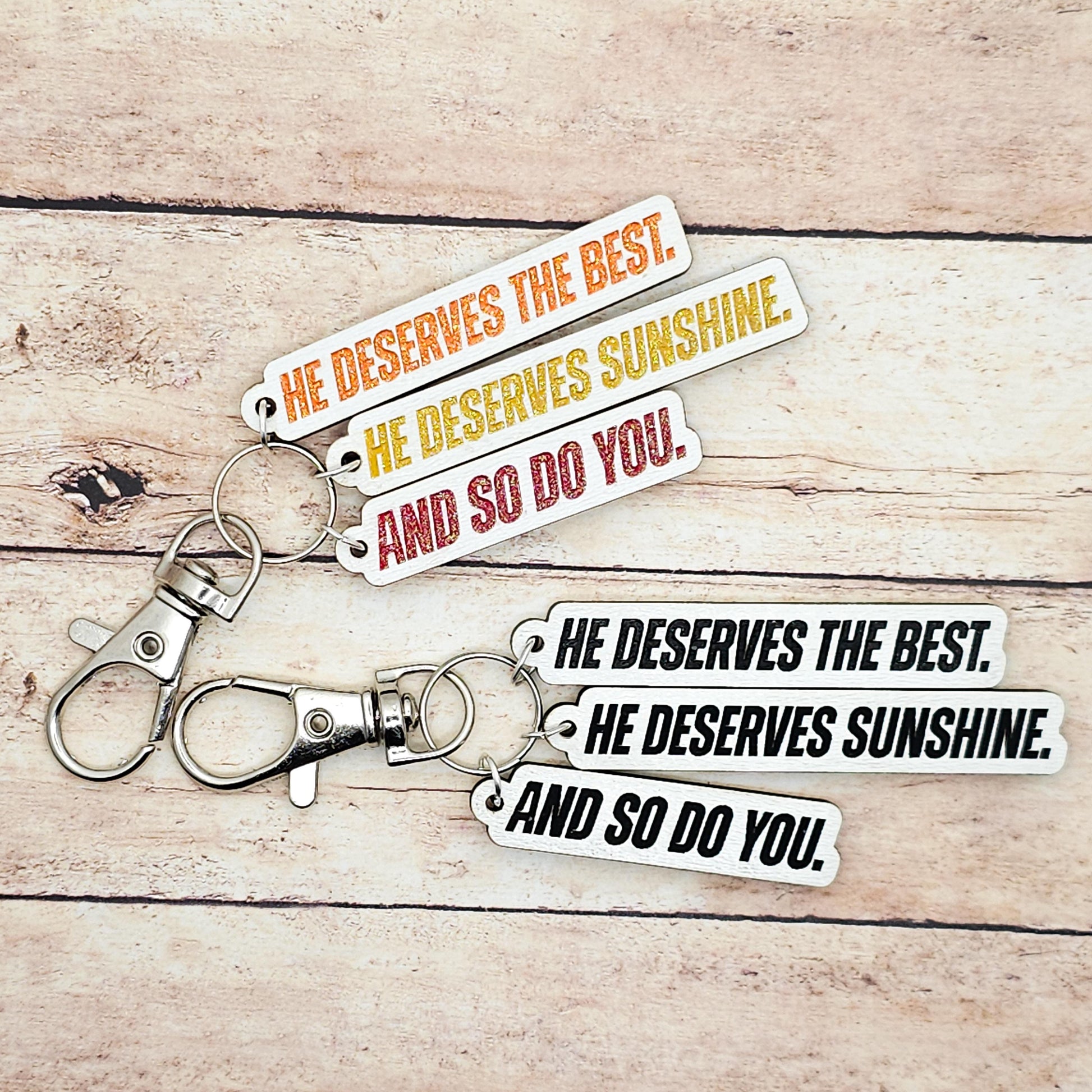 Heated Rivalry Quote Keychain 3 Charm “He Deserves the Best He Deserves Sunshine And So Do You” MM Romance Bookish Gift Scott Kip