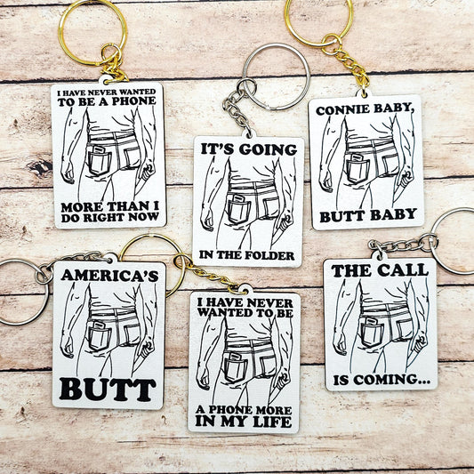 Connor Storrie Keychain Look Behind You Film Still, White MDF Square Keyring, Gold Silver Hardware, Heated Rivalry Fandom Gift