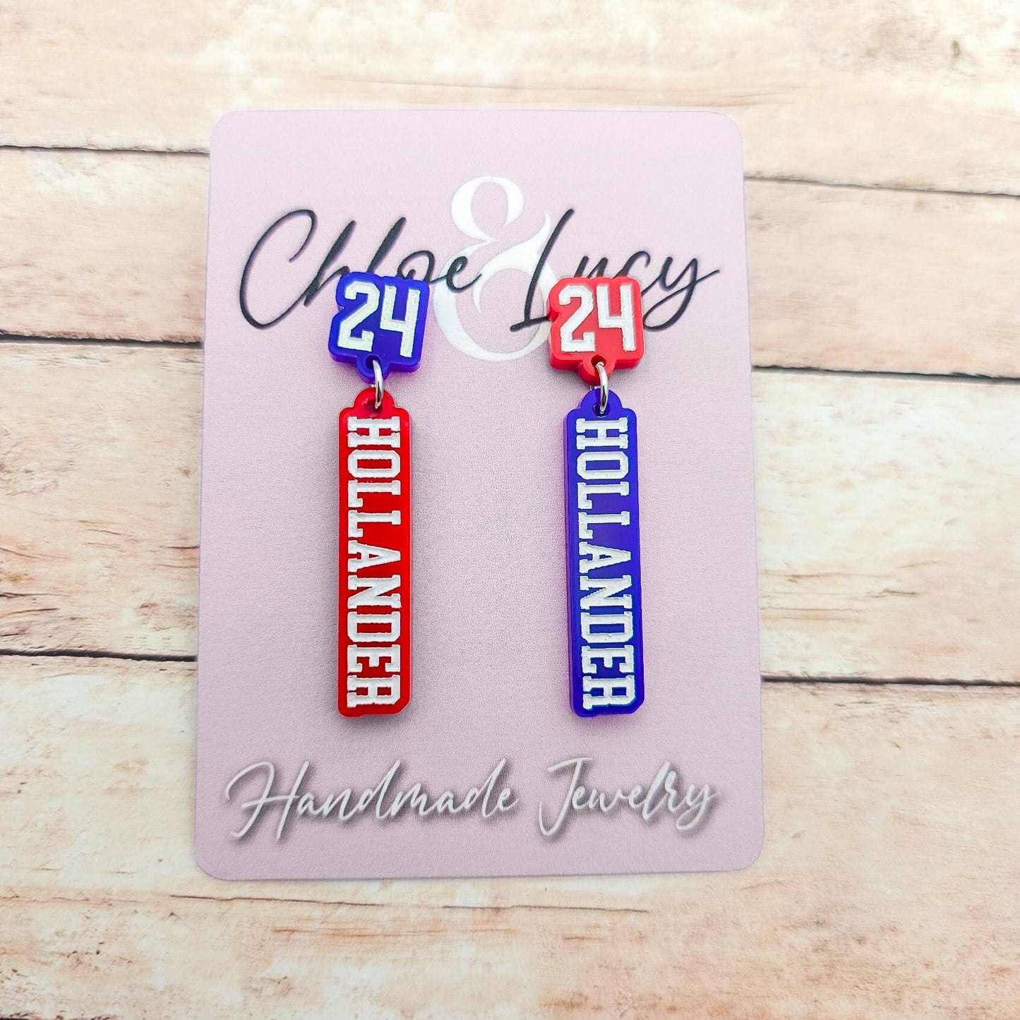 Heated Rivalry Shane Hollander 24 Dangle Earrings Blue Red Acrylic Number 24 Engraved Bookish Fandom Jewelry Gift for Hockey Romance Fans