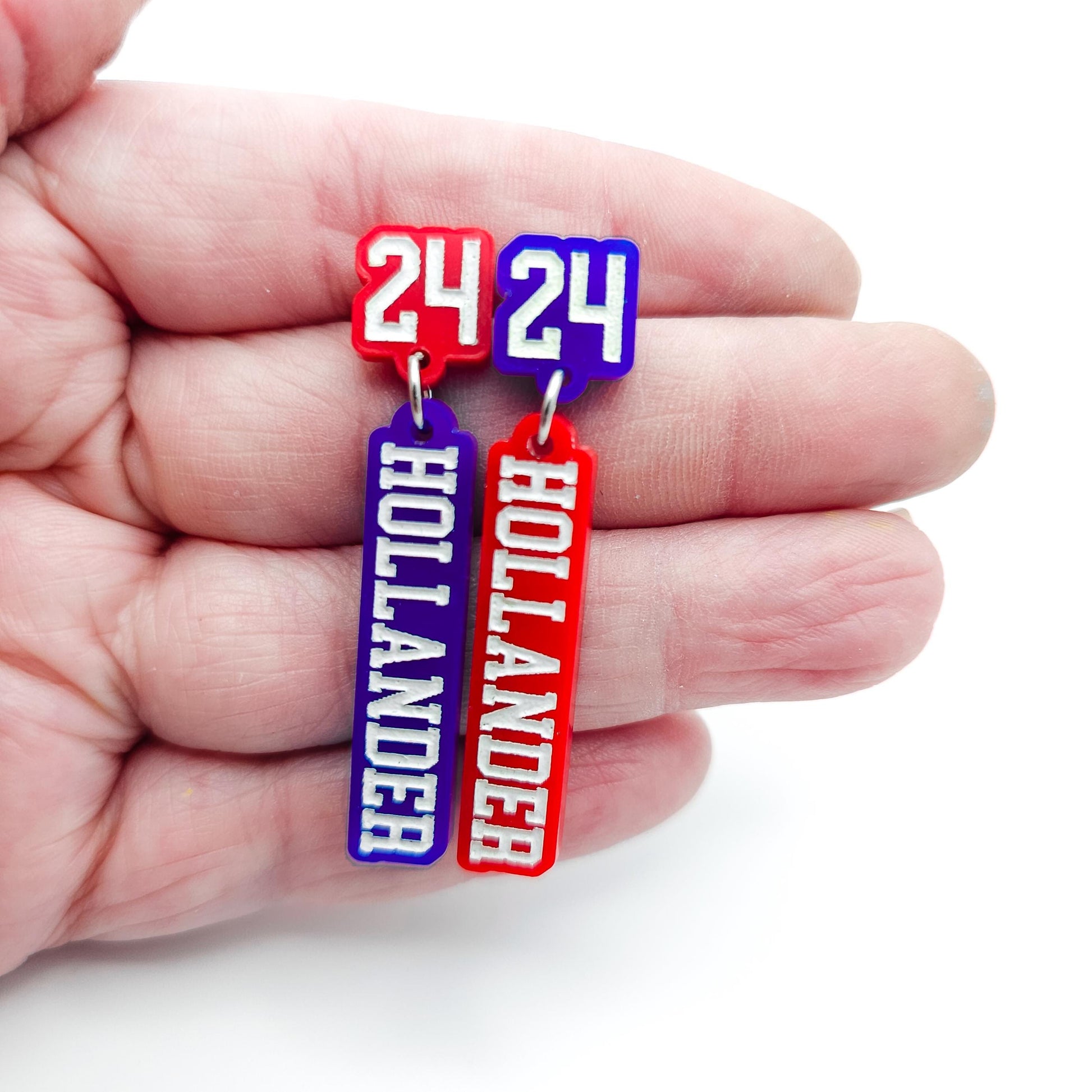 Heated Rivalry Shane Hollander 24 Dangle Earrings Blue Red Acrylic Number 24 Engraved Bookish Fandom Jewelry Gift for Hockey Romance Fans