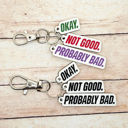 Heated Rivalry Quote Keychain Okay Not Good Probably Bad MM Romance Fan Gift Hockey Romance Accessory Bookish Keychain Custom Color