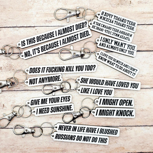 Heated Rivalry Hollanov Inspired 2 Piece Keychain Set – Shane Hollander & Ilya Rozanov Hockey Romance Quote Gift for Booktok Fans