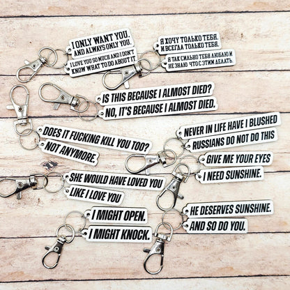 Heated Rivalry Keychain Set | Hollanov Romance Quote | Hockey Gift for Fans | BookTok Inspired | MM Romance Accessory