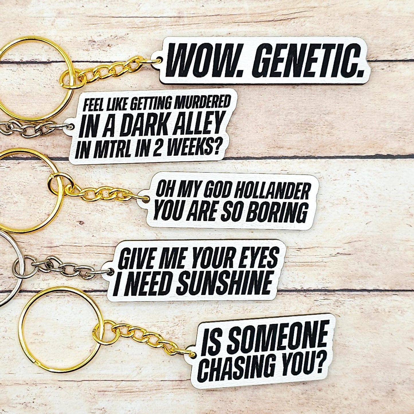 Heated Rivalry Quote Keychains MDF Fan Gift Hockey Romance Inspired Keyring White Finish Bookish Merch Silver or Gold Chain