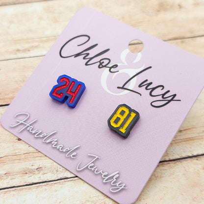 Heated Rivalry 24 81 Stud Earrings Shane Hollander Ilya Rozanov Blue Black Acrylic Engraved Numbers Hockey Romance Bookish Gift Fans