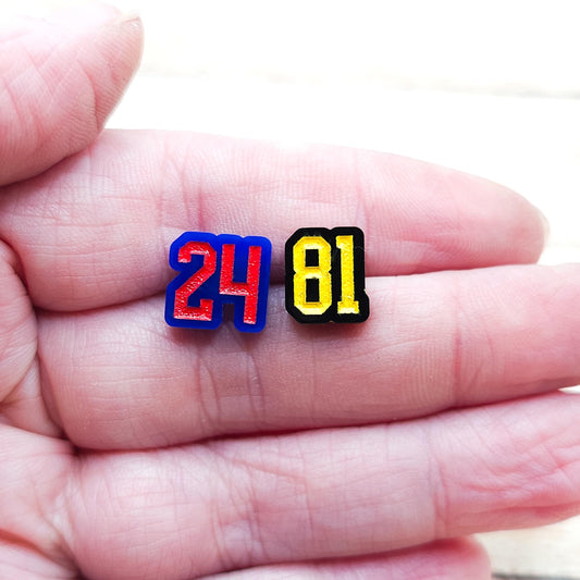 Heated Rivalry 24 81 Stud Earrings Shane Hollander Ilya Rozanov Blue Black Acrylic Engraved Numbers Hockey Romance Bookish Gift Fans