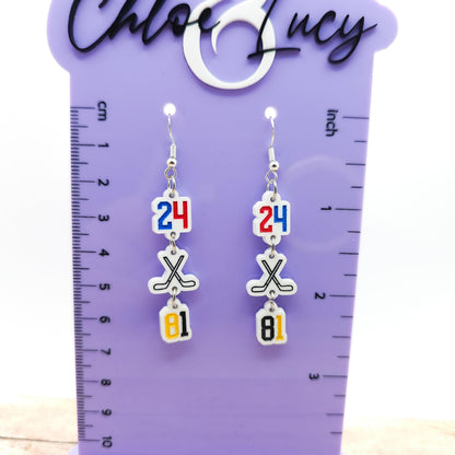 Heated Rivalry Dangle Earrings 24 81 Hockey Sticks Charms White Acrylic Shane Hollander Ilya Rozanov Bookish Jewelry Gift Romance Fans