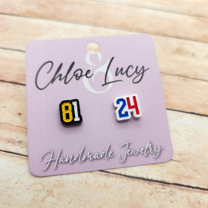 Heated Rivalry 24 81 Stud Earrings Shane Hollander Ilya Rozanov White Black Acrylic Engraved Numbers Hockey Romance Bookish Gift Fans