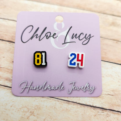 Heated Rivalry 24 81 Stud Earrings Shane Hollander Ilya Rozanov White Black Acrylic Engraved Numbers Hockey Romance Bookish Gift Fans