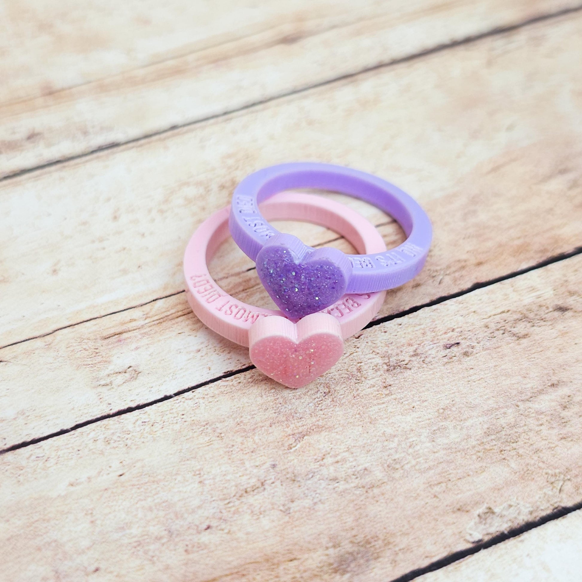 Heated Rivalry Inspired Acrylic Rings Set, Laser Cut Glitter Heart Rings, Funny Proposal Quote Rings, Bookish Couple Jewelry Gift