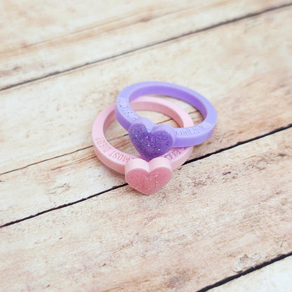 Heated Rivalry Inspired Acrylic Rings Set, Laser Cut Glitter Heart Rings, Funny Proposal Quote Rings, Bookish Couple Jewelry Gift