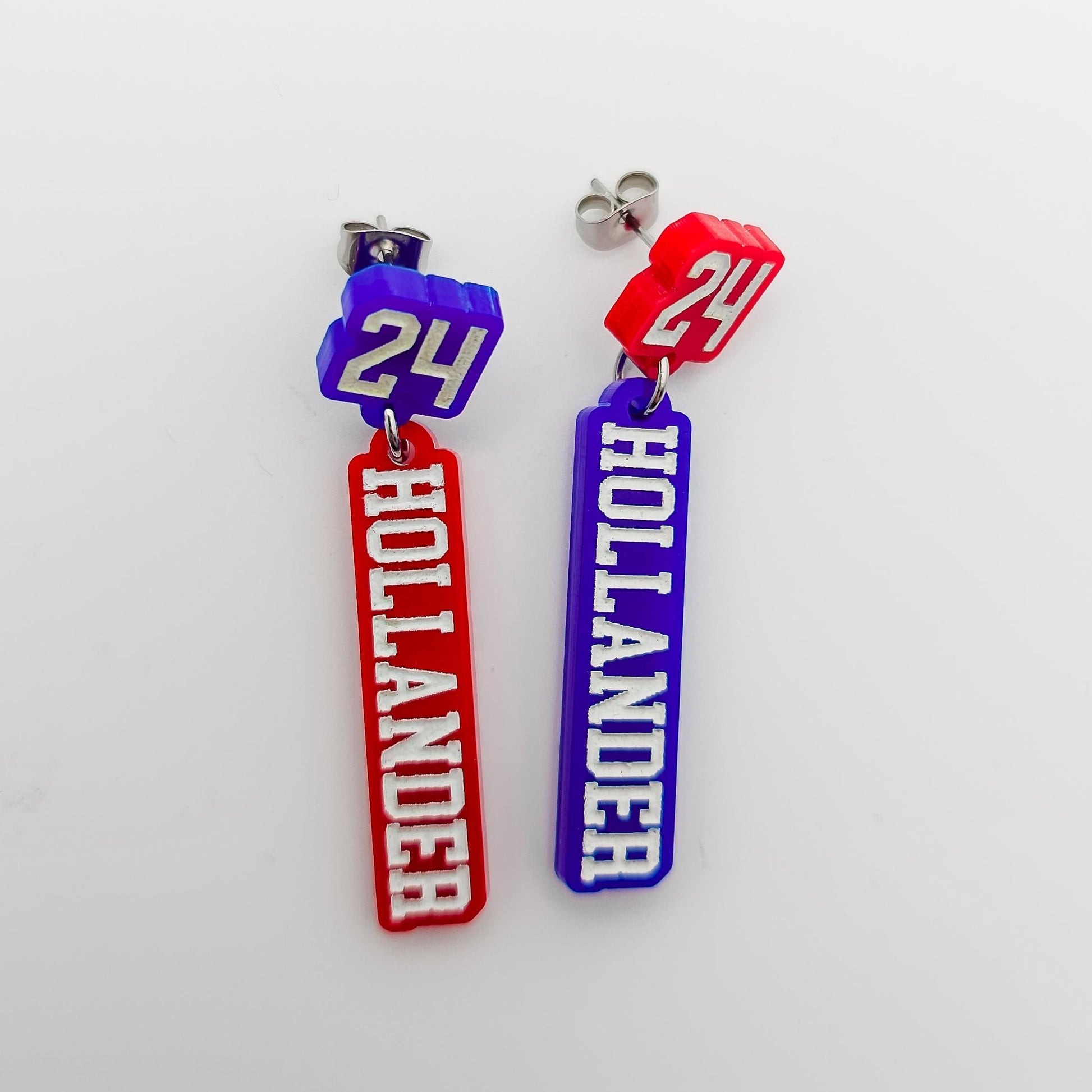 Heated Rivalry Shane Hollander 24 Dangle Earrings Blue Red Acrylic Number 24 Engraved Bookish Fandom Jewelry Gift for Hockey Romance Fans