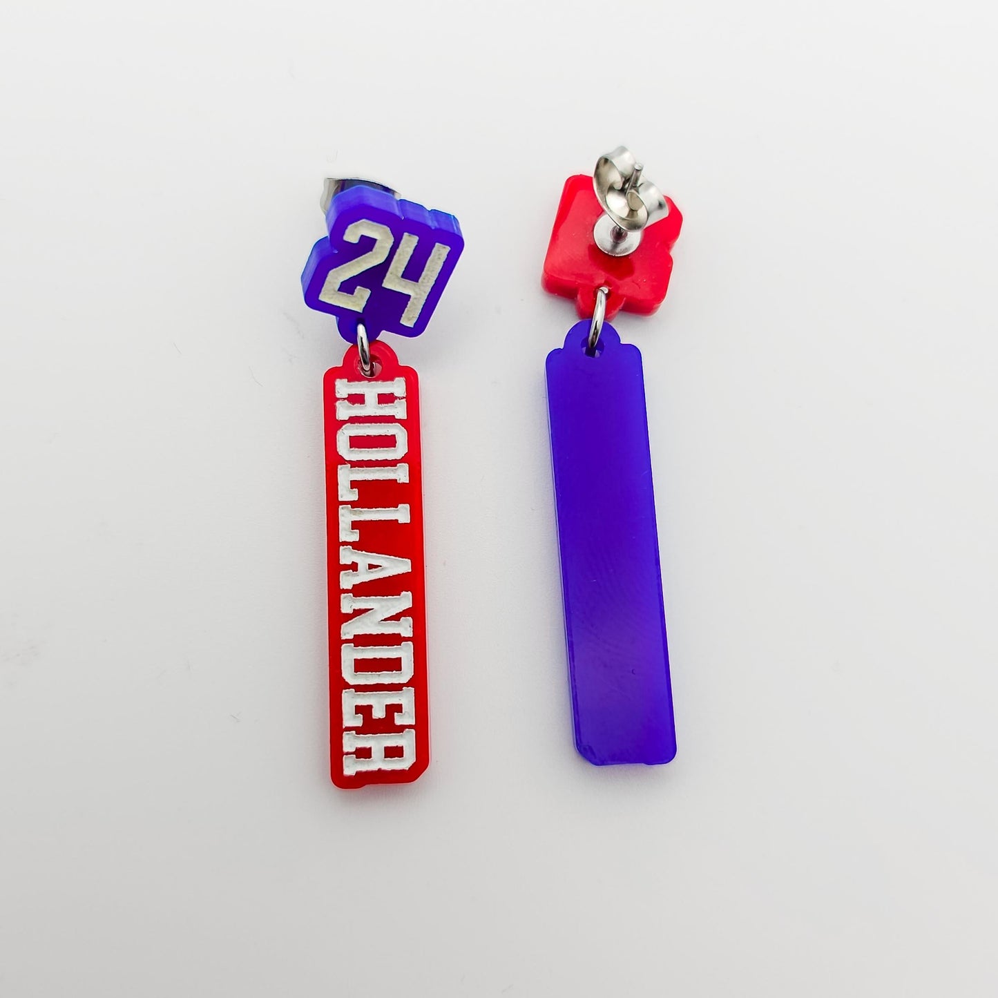 Heated Rivalry Shane Hollander 24 Dangle Earrings Blue Red Acrylic Number 24 Engraved Bookish Fandom Jewelry Gift for Hockey Romance Fans