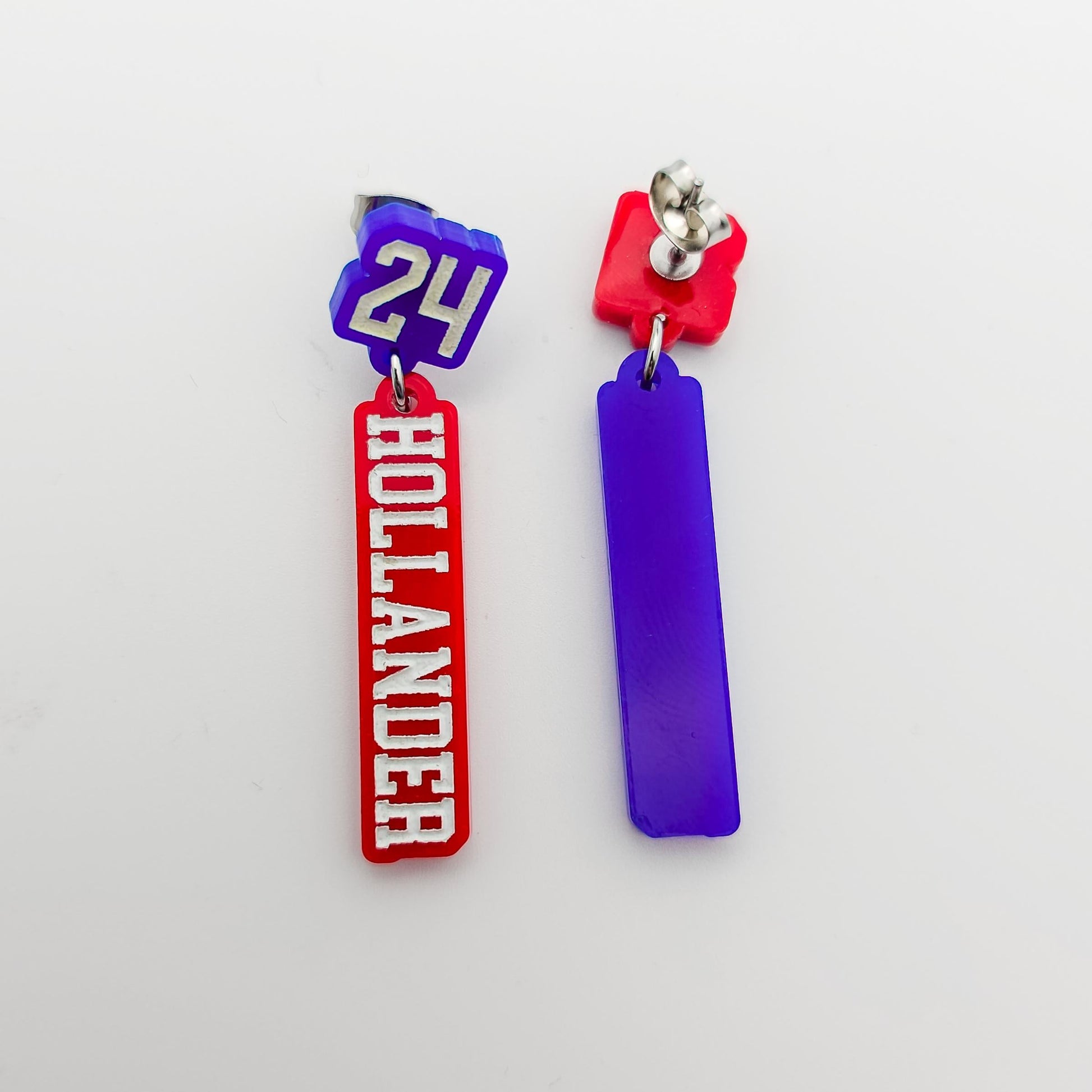 Heated Rivalry Shane Hollander 24 Dangle Earrings Blue Red Acrylic Number 24 Engraved Bookish Fandom Jewelry Gift for Hockey Romance Fans