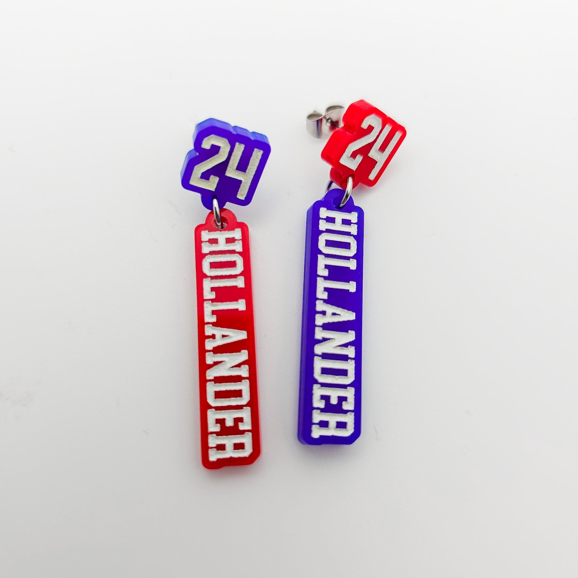 Heated Rivalry Shane Hollander 24 Dangle Earrings Blue Red Acrylic Number 24 Engraved Bookish Fandom Jewelry Gift for Hockey Romance Fans
