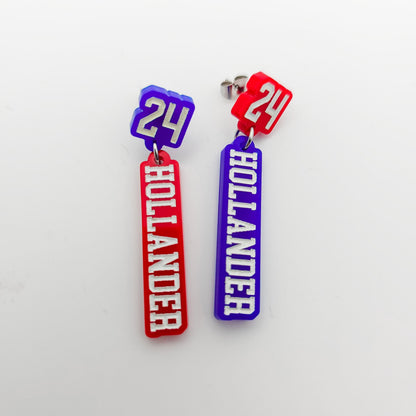 Heated Rivalry Shane Hollander 24 Dangle Earrings Blue Red Acrylic Number 24 Engraved Bookish Fandom Jewelry Gift for Hockey Romance Fans