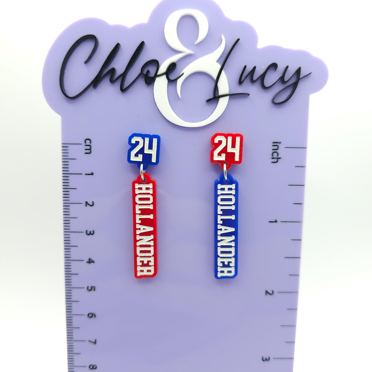 Heated Rivalry Shane Hollander 24 Dangle Earrings Blue Red Acrylic Number 24 Engraved Bookish Fandom Jewelry Gift for Hockey Romance Fans