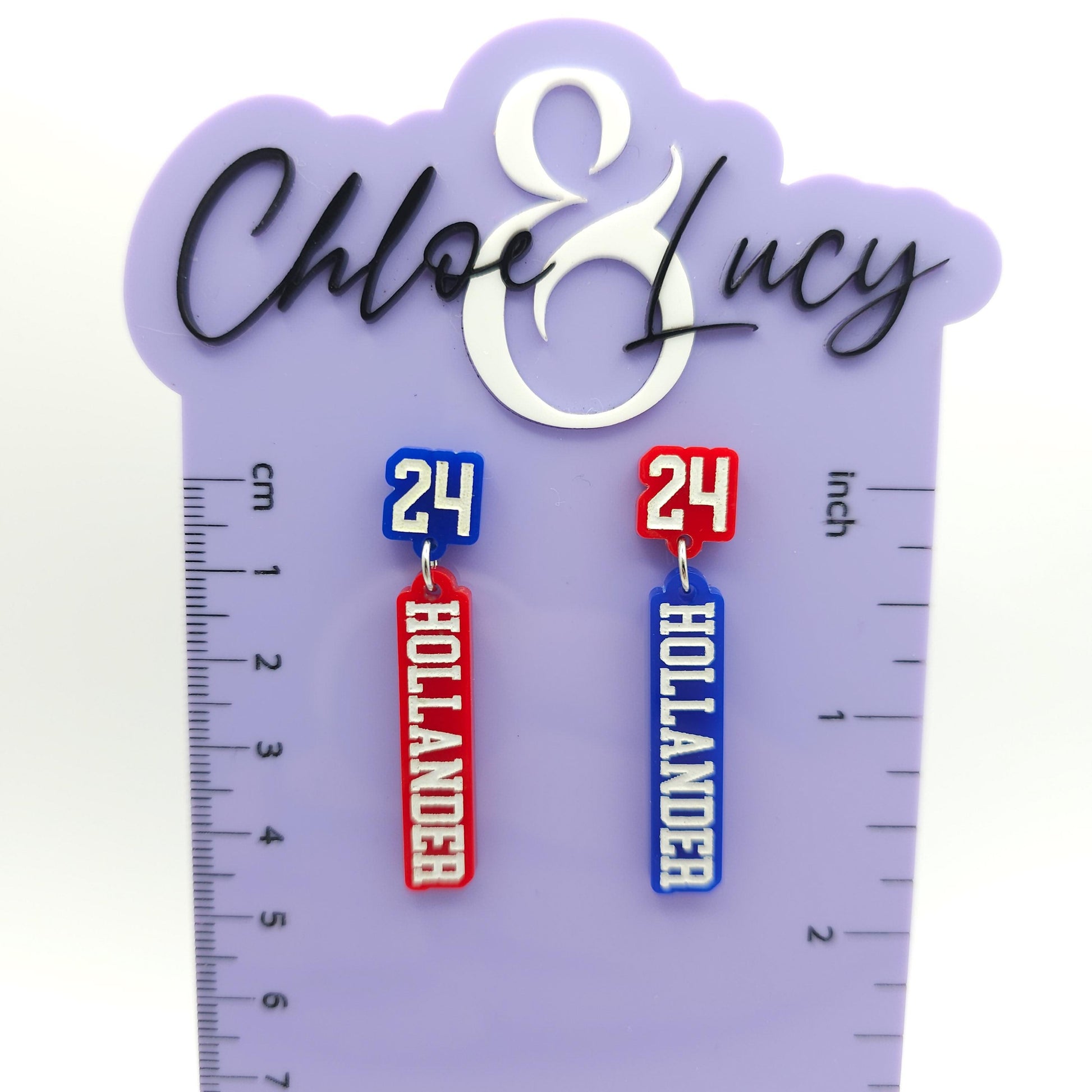 Heated Rivalry Shane Hollander 24 Dangle Earrings Blue Red Acrylic Number 24 Engraved Bookish Fandom Jewelry Gift for Hockey Romance Fans