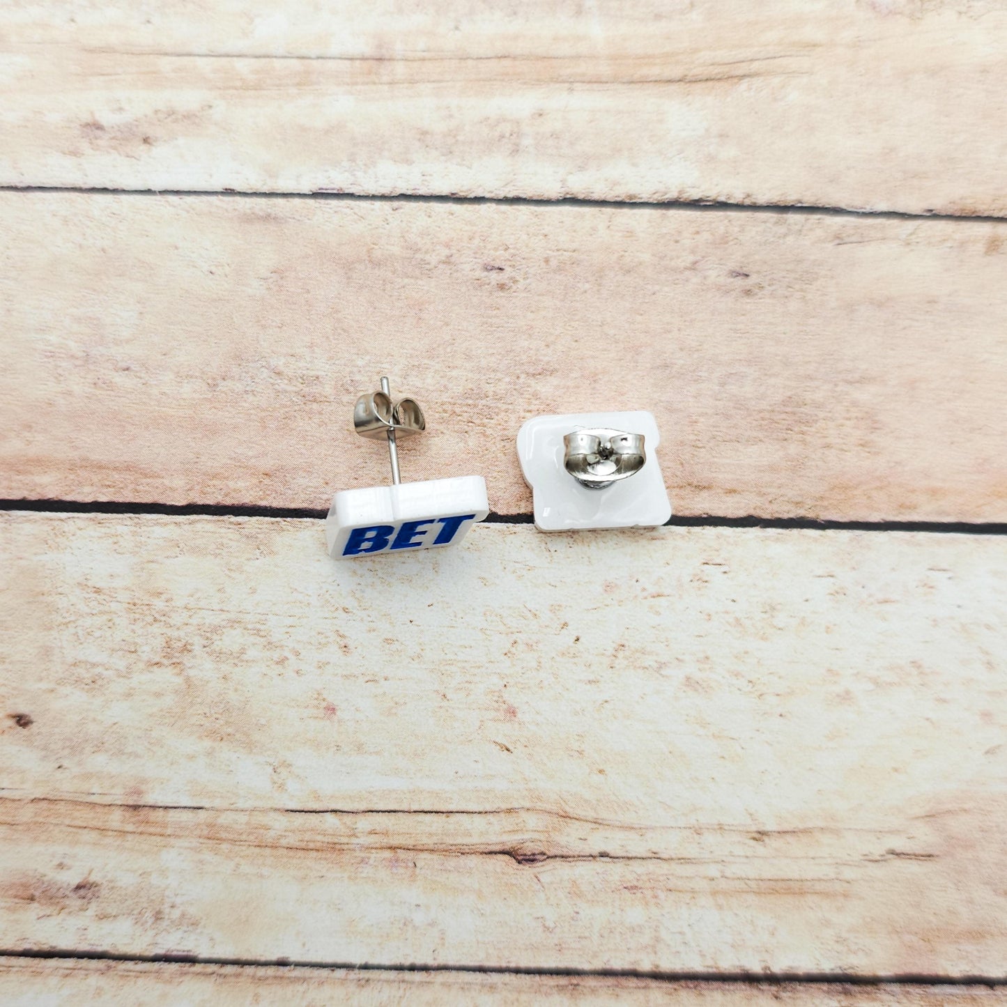 Heated Rivalry "Better" Stud Earrings Bet-ter White Acrylic Blue Engraved Quote Funny Bookish Jewelry Gift Hockey Romance Fans Cute Pair