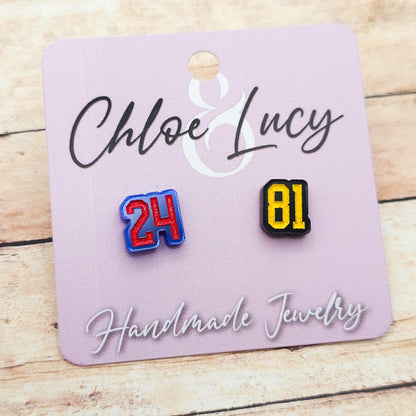 Heated Rivalry 24 81 Stud Earrings Shane Hollander Ilya Rozanov Blue Black Acrylic Engraved Numbers Hockey Romance Bookish Gift Fans