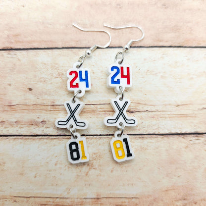 Heated Rivalry Dangle Earrings 24 81 Hockey Sticks Charms White Acrylic Shane Hollander Ilya Rozanov Bookish Jewelry Gift Romance Fans